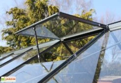 Serre De Jardin En Verre Trempé Grise Avec Base 5,77 M² -Serre Et Potager Soldes Magasin serre verre trempe aluminium 5