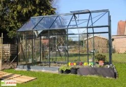 Serre De Jardin En Verre Trempé Grise Avec Base 4,65 M² -Serre Et Potager Soldes Magasin serre verre trempe aluminium 8