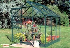 Halls Serre De Jardin En Aluminium Et Verre Trempé Popular 66 - 3,8 M² -Serre Et Potager Soldes Magasin serre verre trempe popular 66 vert