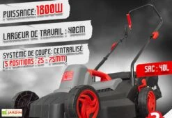 Tondeuse à Gazon Électrique 1800 W – 40 Cm Bac Récolteur 40 L -Serre Et Potager Soldes Magasin tondeuse electrique 1800w elem garden tde1840p 40cm