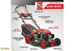 Tondeuse Thermique Autotractée 173 CC Démarreur électrique – 50 Cm -Serre Et Potager Soldes Magasin tondeuse thermique autotractee elem garden ttac51t173es 23