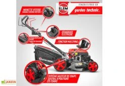 Tondeuse Thermique Autotractée 173 CC Démarreur électrique – 50 Cm -Serre Et Potager Soldes Magasin tondeuse thermique elem garden ttac51t173es 23 demarrage electrique