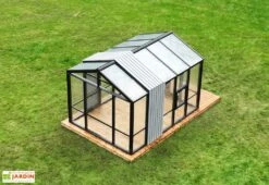 Serre De Jardin En Bois Et Verre Trempé Avec Panneaux Occultants – Hortensia -Serre Et Potager Soldes Magasin vue haut serre jardin bois verre trempe stali